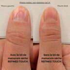 Comparatif ongles avec et sans le kit de manucure sèche REFINED TOUCH.